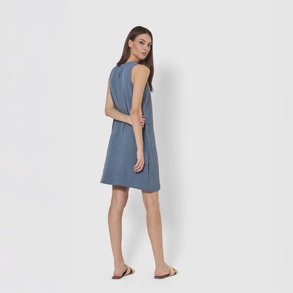 Robe courte à bretelles, mousseline de coton unie