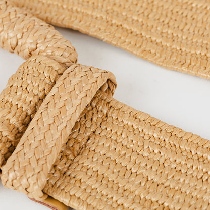 Cinturón de rafia trenzada beige