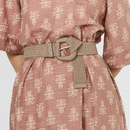 Cinturón de rafia trenzada arena arena