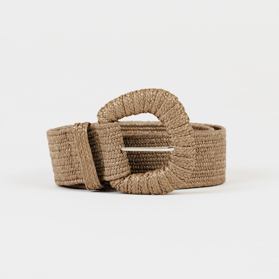 Cinturón de rafia trenzada arena arena