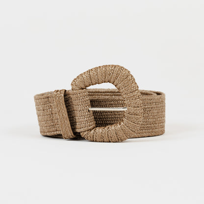Cinturón de rafia trenzada arena arena