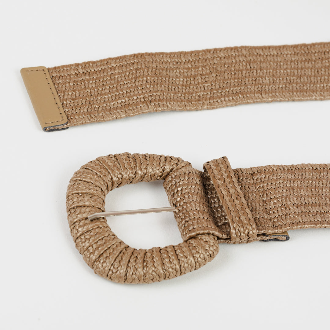 Cinturón de rafia trenzada arena arena