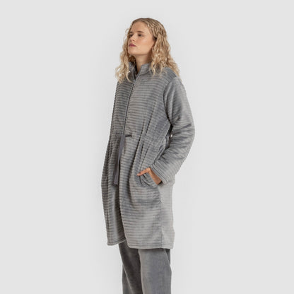 Vestaglia in velluto Raya con zip Indaco