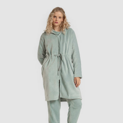 Vestaglia in velluto Raya con zip Verde Tiffany