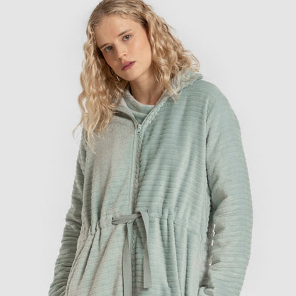 Vestaglia in velluto Raya con zip Verde Tiffany