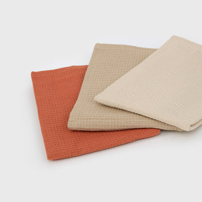 Set 3 paños cocina algodón liso Natural/Topo/Caldera