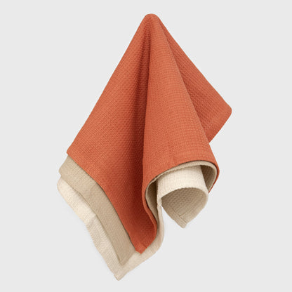 Set 3 paños cocina algodón liso Natural/Topo/Caldera