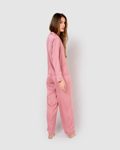 Pijama largo satén friday malva