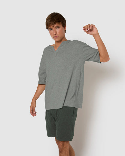 Pijama corto con botones verde azulado