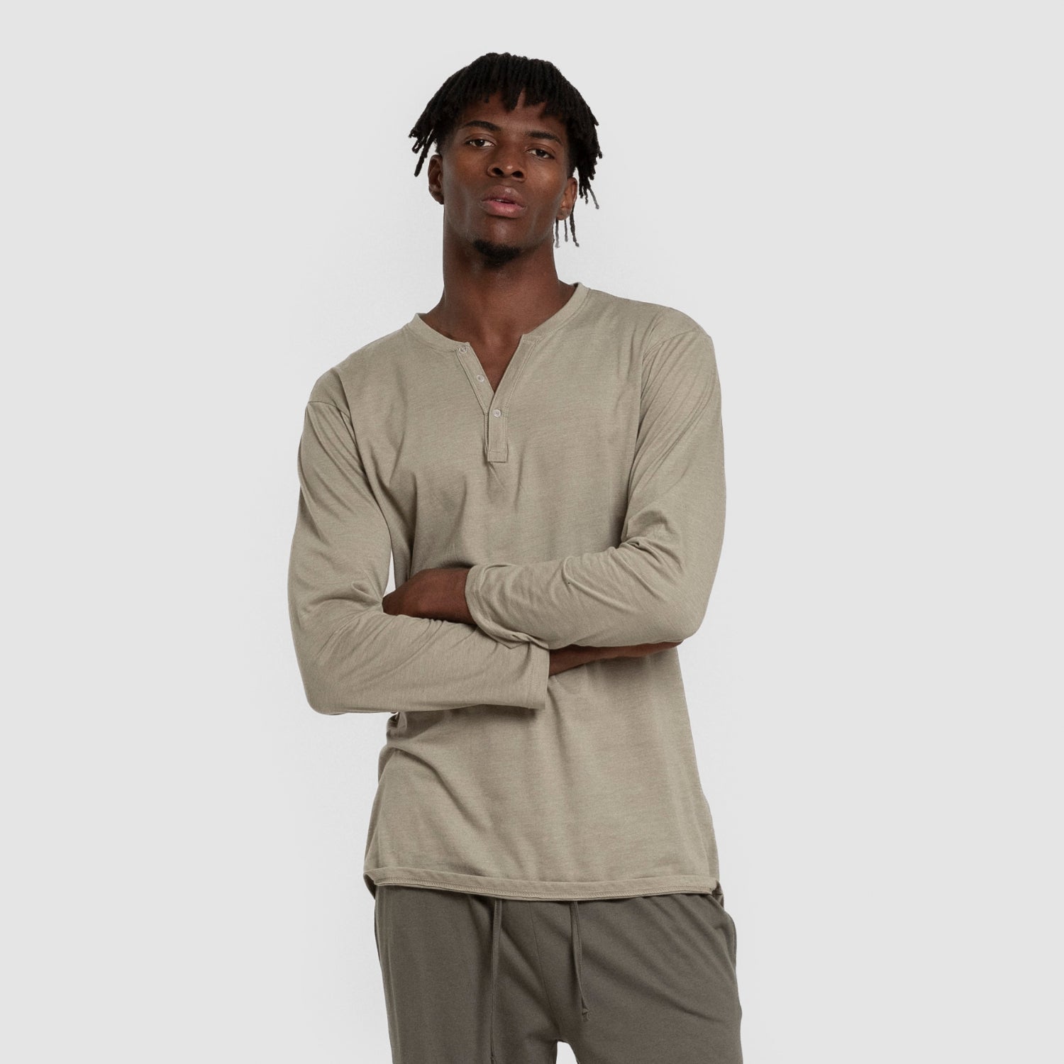 Pijama largo hombre con botones verde claro - verde oscuro