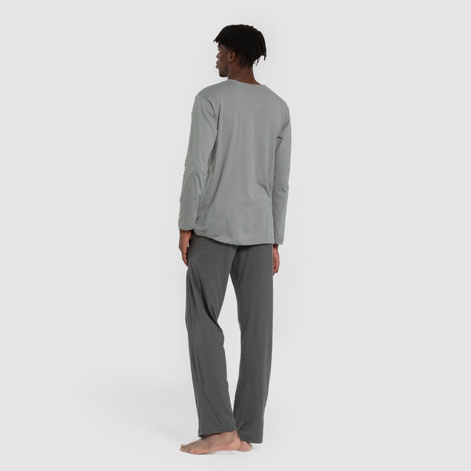 Pijama largo hombre con botones Verde Azul Claro - oscuro