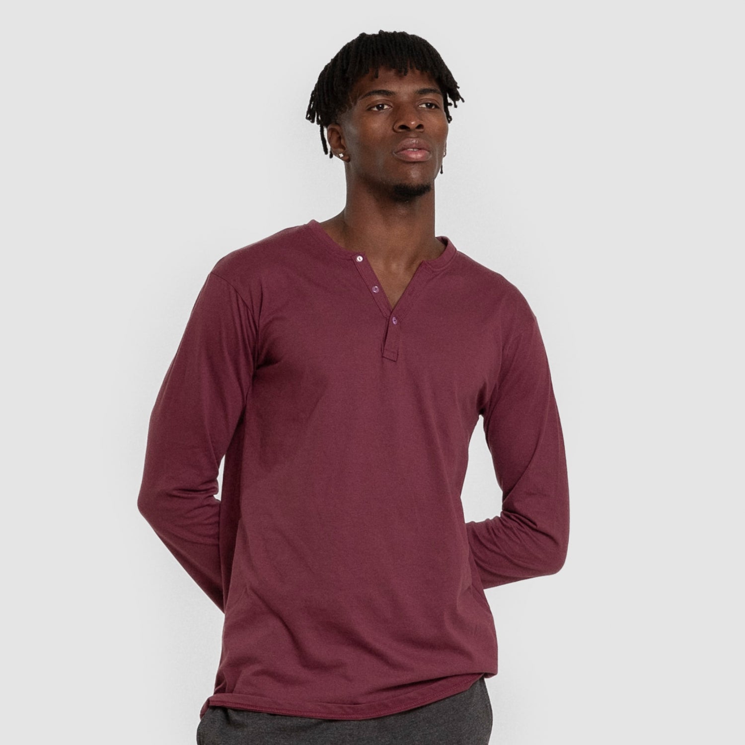 Pijama largo hombre con botones burdeos - marengo