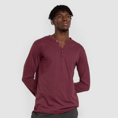 Pijama largo hombre con botones burdeos - marengo