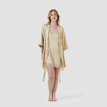 Robe curta de cetim para mulher Friday Solid Bege