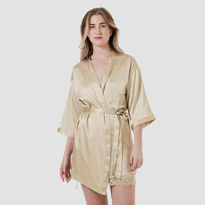 Robe curta de cetim para mulher Friday Solid Bege