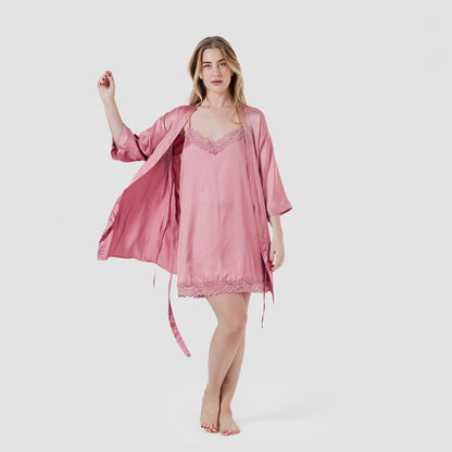 Bata corta mujer Satén Friday Solid Malva