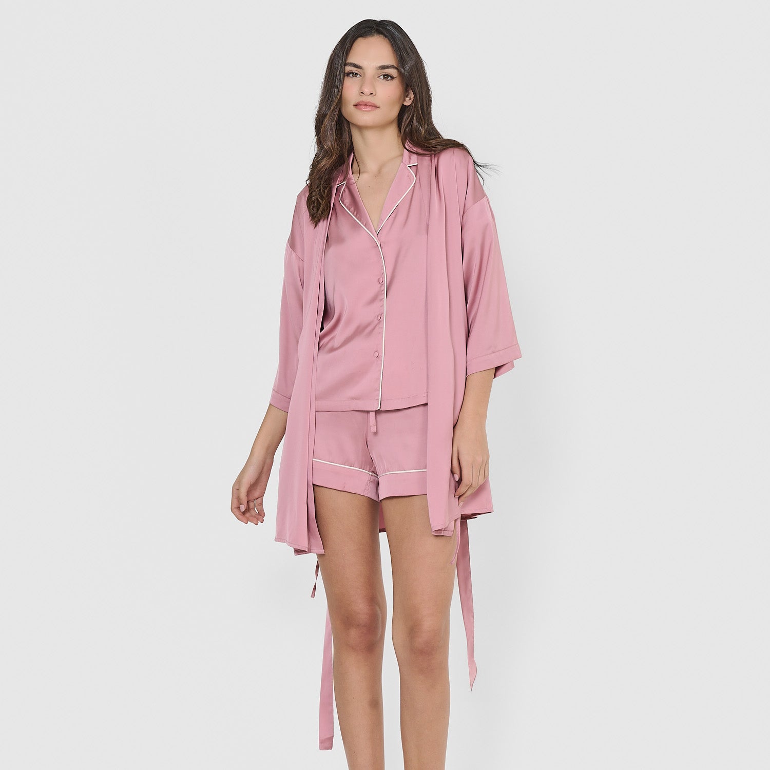 Bata corta mujer Satén Friday Solid Malva