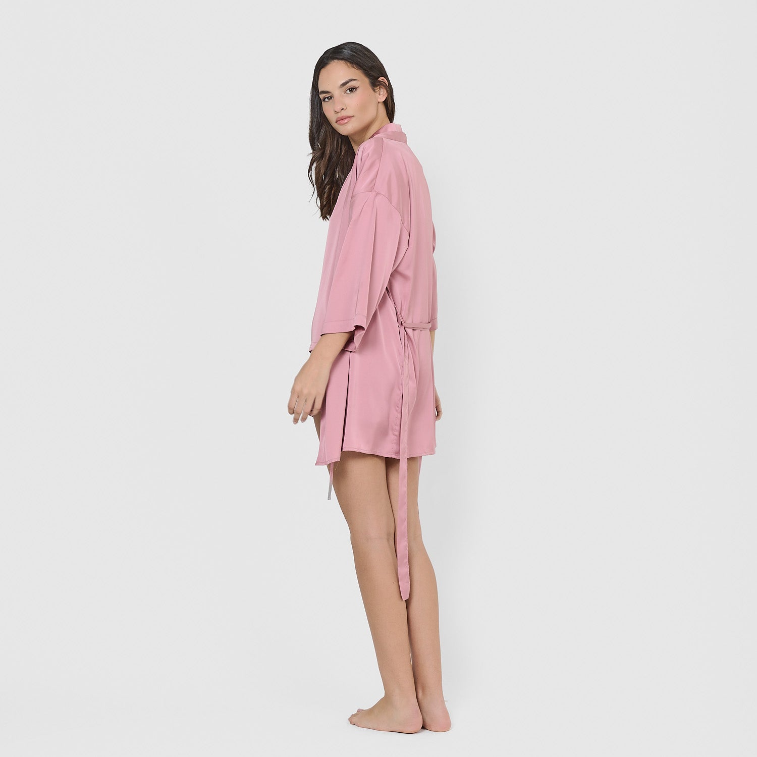 Robe curta de cetim para mulher Friday Solid Malva