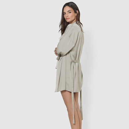 Robe curta de cetim para mulher Friday Solid Verde Tiffany