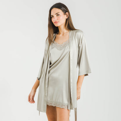 Bata corta mujer Satén Friday Solid Verde Tiffany