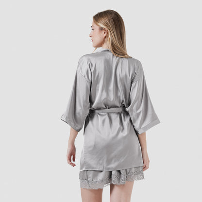 Bata corta mujer Satén Friday Solid Gris