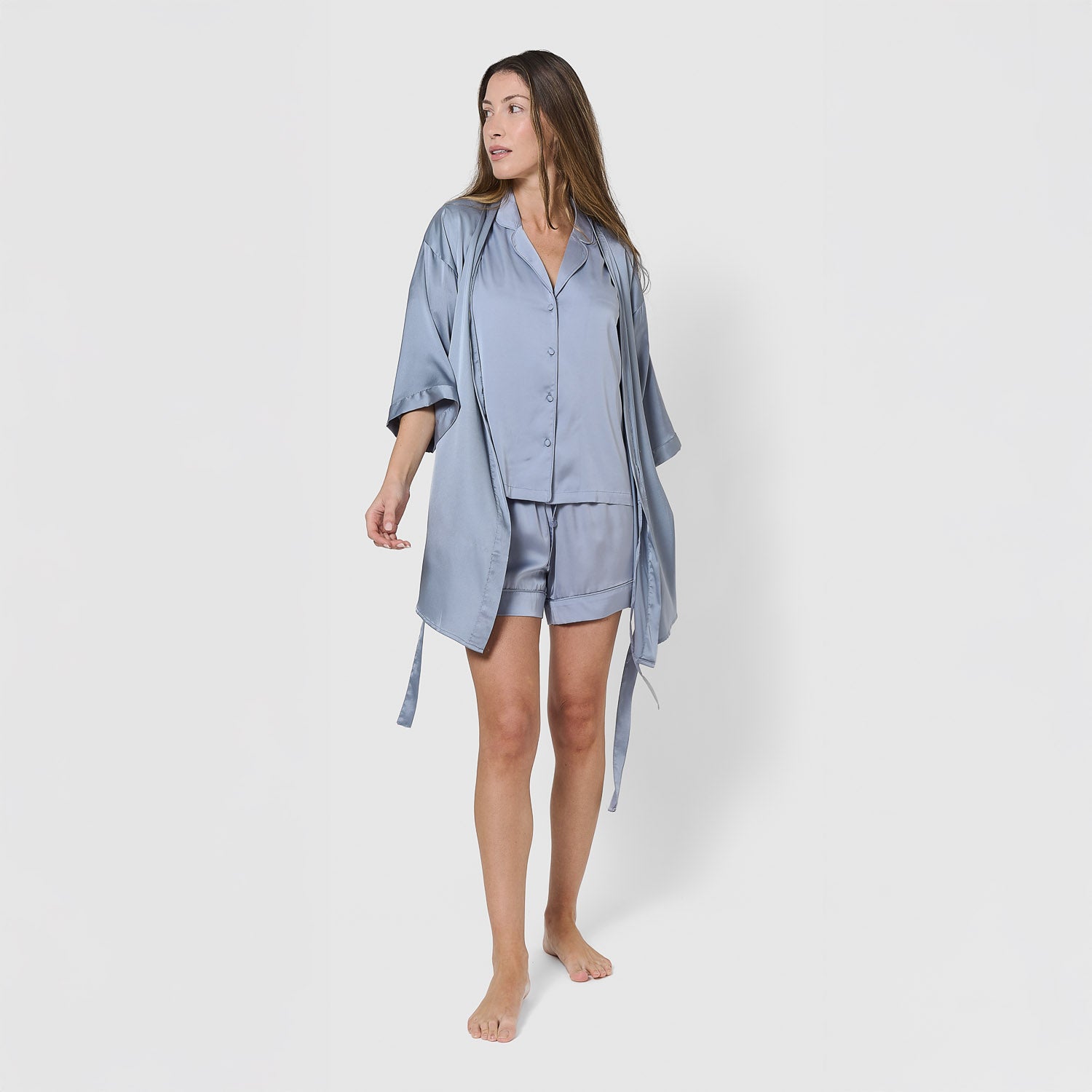 Robe curta de cetim para mulher Friday Solid Índigo