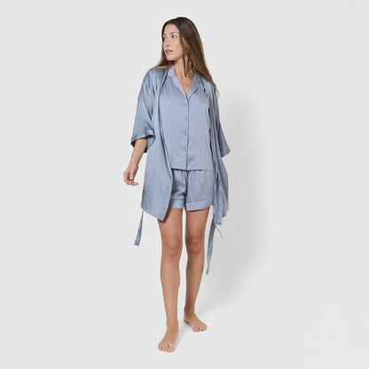 Robe curta de cetim para mulher Friday Solid Índigo