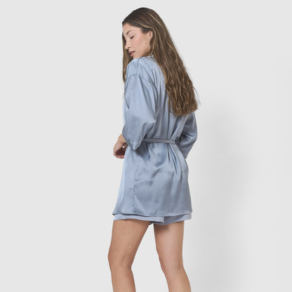 Robe curta de cetim para mulher Friday Solid Índigo