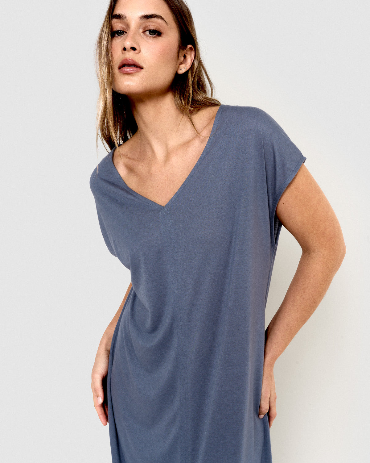 Vestido largo viscosa índigo