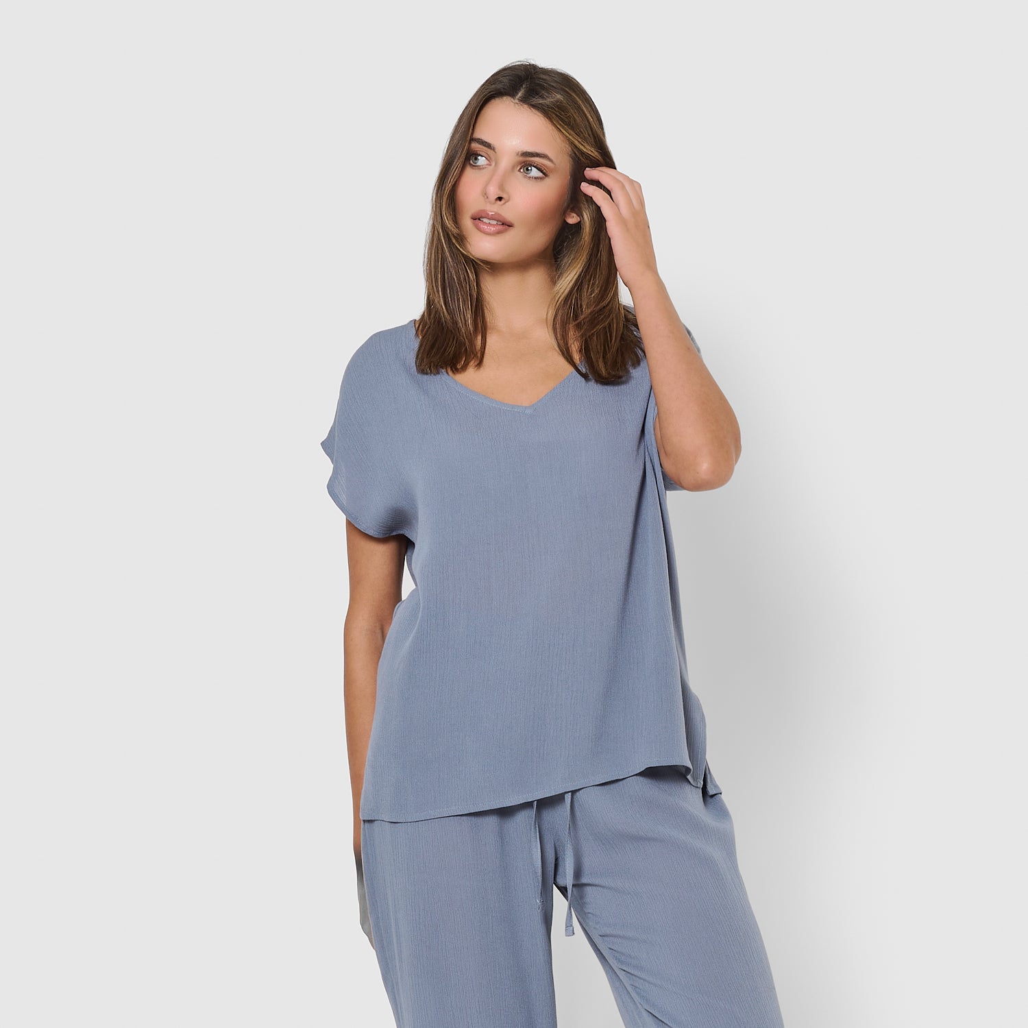 Camiseta manga fluida viscosa bambula lisa