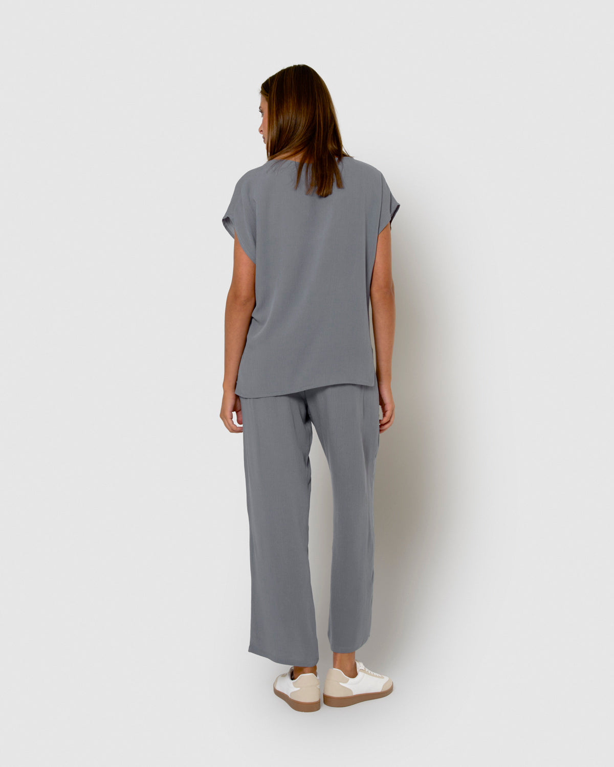 Pantalon long, viscose, coton, indigo uni