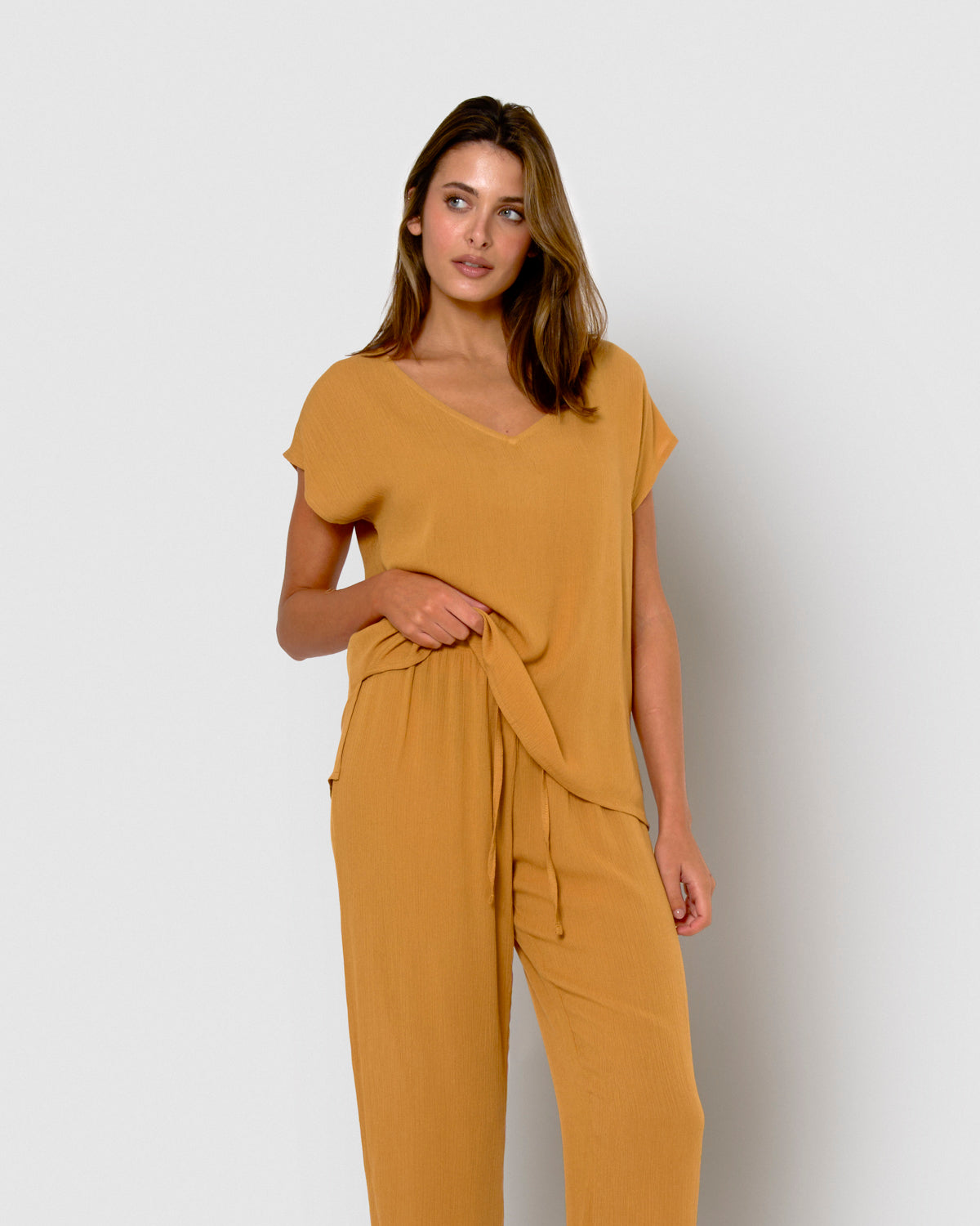 Plain viscose bambula long trousers