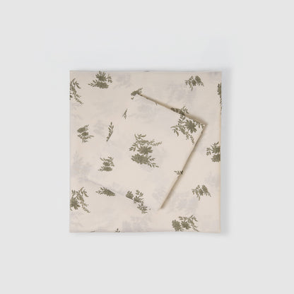 Juego de sábanas algodón percal Petri verde seco