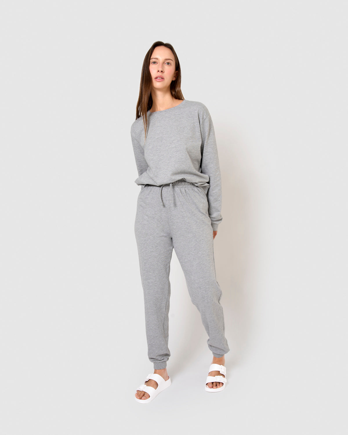 Sudadera básica deportiva gris claro