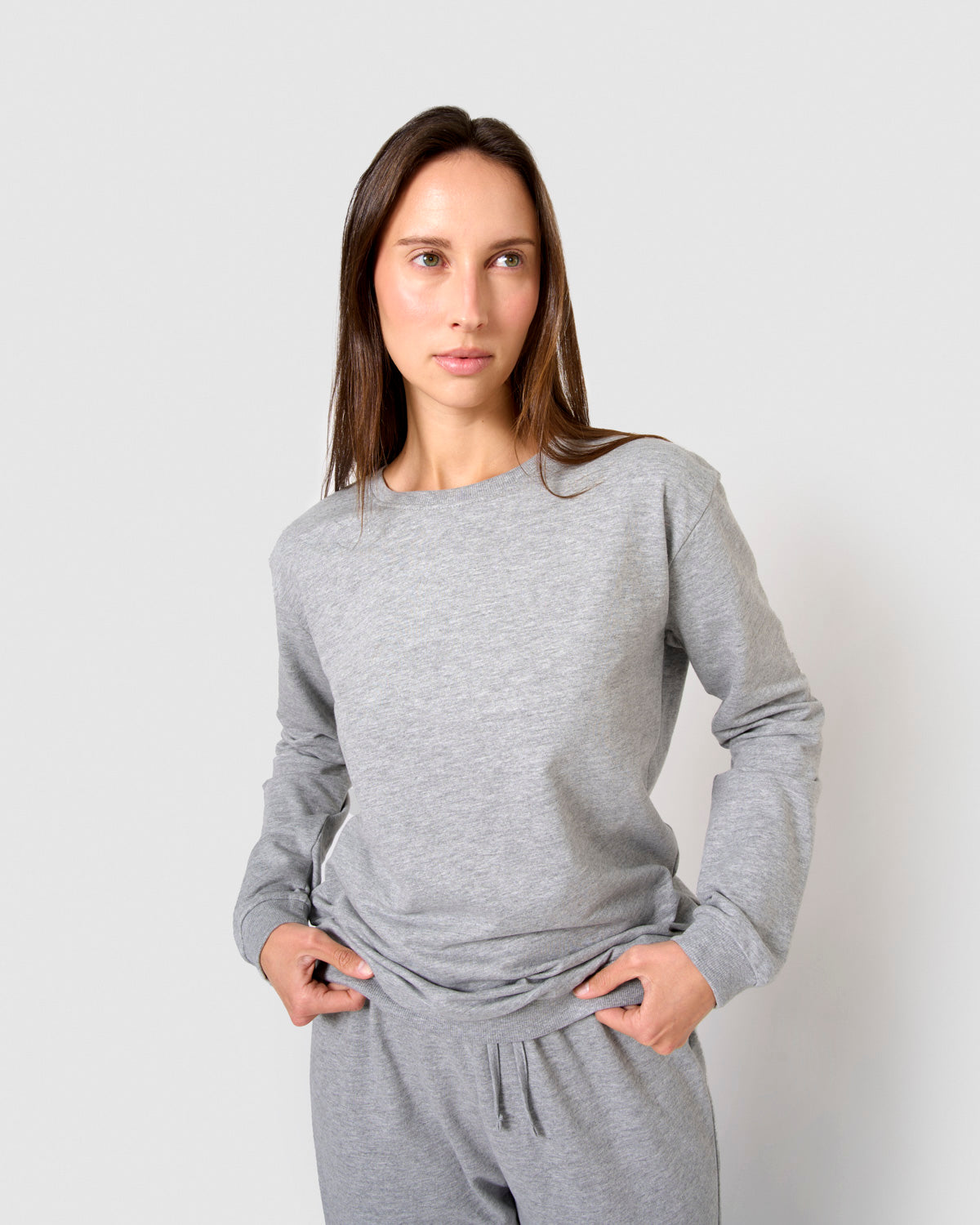 Sudadera básica deportiva gris claro