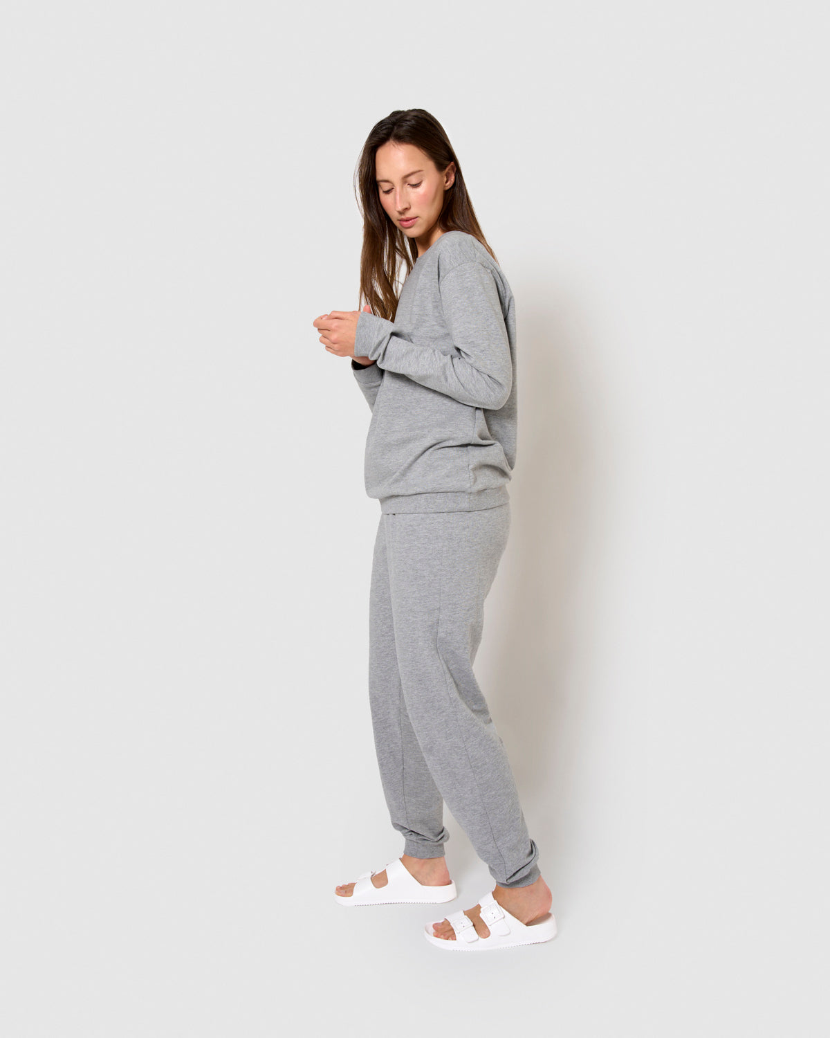 Sudadera básica deportiva gris claro