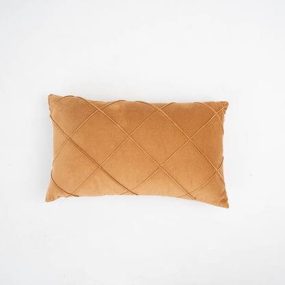 Almofada quadrada de algodão aveludado Ocre Diamond - capa + enchimento