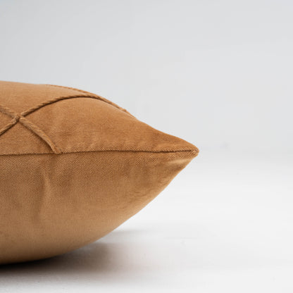 Almofada quadrada de algodão aveludado Ocre Diamond - capa + enchimento
