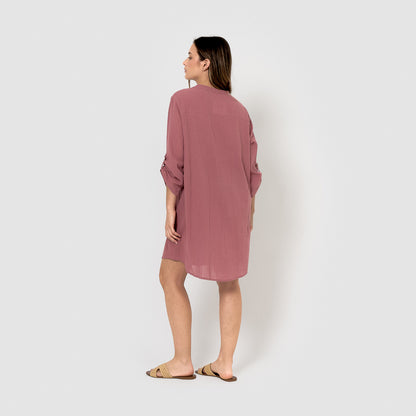 Vestido corto algodón liso malva