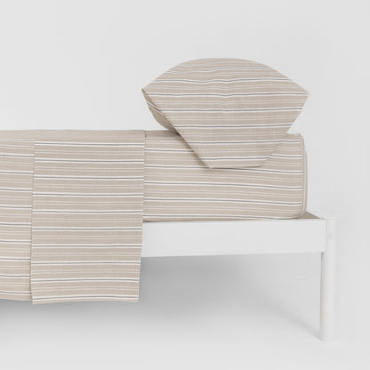 Juego de sábanas algodón Raya Segovia azul keike