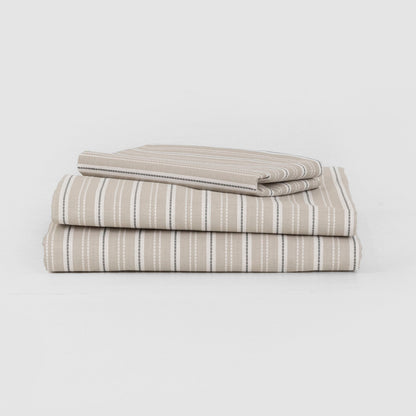 Juego de sábanas algodón Raya Segovia azul keike