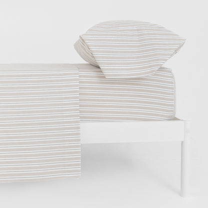 Juego de sábanas algodón Raya Rita verde seco