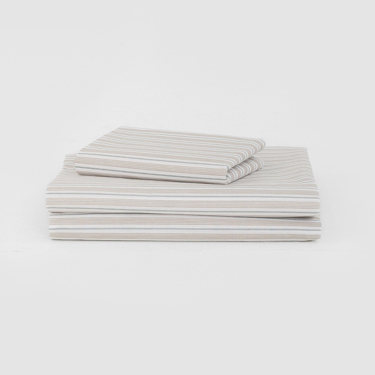 Juego de sábanas algodón Raya Rita verde seco