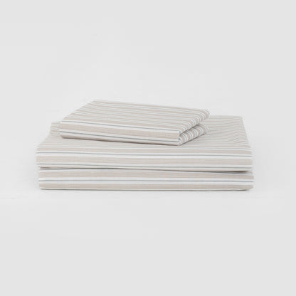 Juego de sábanas algodón Raya Rita verde seco