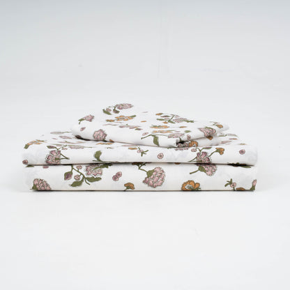 Juego de sábanas algodón Meghan verde seco - rosa keike