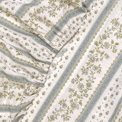 Juego de sábanas algodón Cracovia azul keike