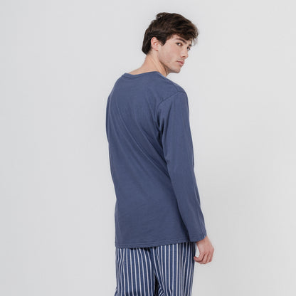 Pijama largo algodón hombre Raya Fernando Azul