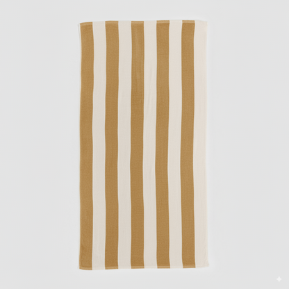 Toalla Playa Algodón 400gr Raya Ocre