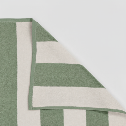 Toalla Playa Algodón 400gr Raya Verde Seco