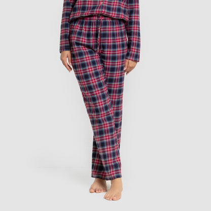 Pijama franela manga larga camisero mujer Cuadro Hemerito azul